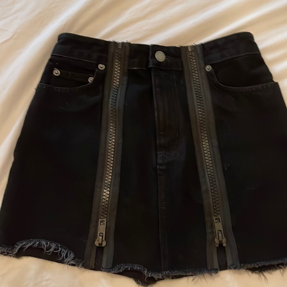 Carmar black denim zipper skirt